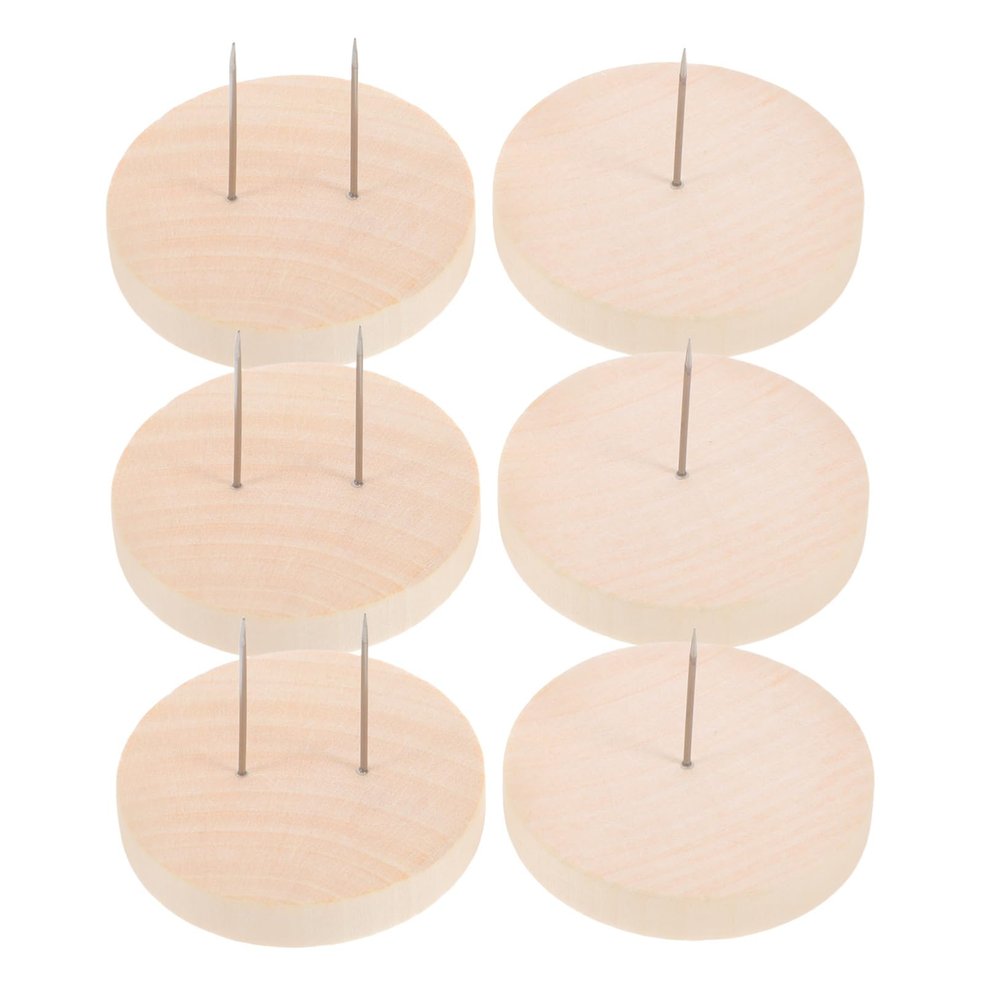 Angoily Crochet Doll Display Stand Set Wooden Base 6cm Diameter x 1cm Thickness 3 Single and 3 Double Needle Holder for Felt Animal Toys for Home and Store Exhibition