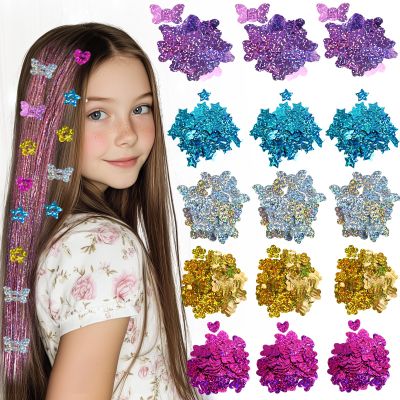 AOSITE 200PCS Girls Hair Glitter Patch-No Stamper Tool, Hair Bedazzler Jewel for Girls, Refill Pack Only, Fashion, Reusable Hair Styling, Hair Design Gift -Tools not Included, Glitter Pieces Only