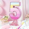 WERNNSAI Pink Sweet Five Pinata - Number 5 Pinata Happy Birthday Decoration Pink Rainbow Design Party Games for Girl Princess Baby Shower Party Favor with Blindfold Anniversary Celebration Supplies view 2