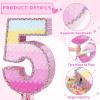WERNNSAI Pink Sweet Five Pinata - Number 5 Pinata Happy Birthday Decoration Pink Rainbow Design Party Games for Girl Princess Baby Shower Party Favor with Blindfold Anniversary Celebration Supplies view 4