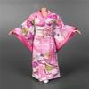 1/6 Scale Female Japanese Kimono Traditional Dress Clothing with Belt Waistband Socks Accessories for 12 Inch Female Action Figure Doll, 1/6 Japanese Bathrobe Costume (Pink, Long Style) view 1