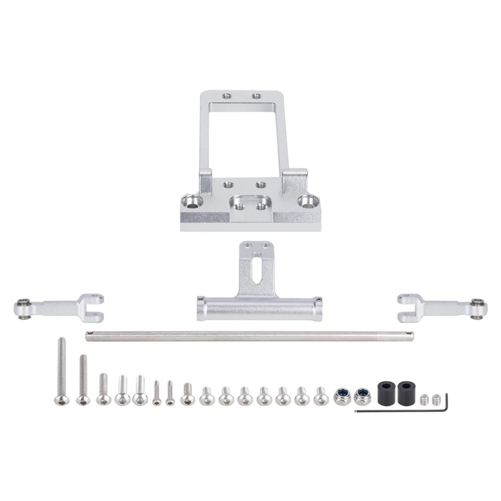BOQEXSS for Vanquish for Wraith Axle RR10 SMT10 1/10 BTA Servo Mount with Full Hydraulic Steering Cylinder Kit RC Crawler Roll Cage DIY RC Car Parts(Silver)