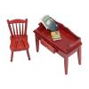 1/12 Dollhouse Miniature Desk Chair Set Educational Toy Furniture Decoration, Miniature Table Miniature Chair 6 Miniature Books, Birch Material, Great Gift for Kids, Friends view 2
