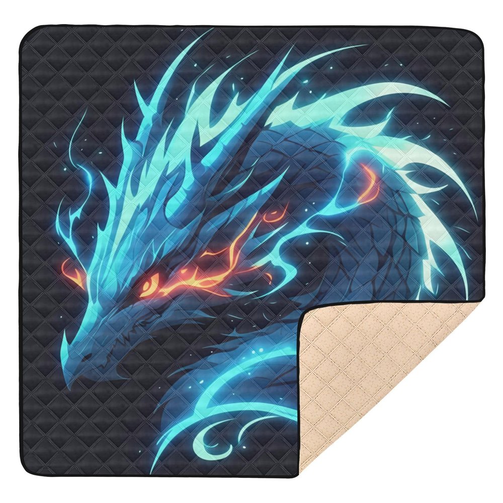 Flradish Dragon Baby Play Mat, Waterproof & Non-Slip Playpen Mat 50" X 50" Soft Foldable Crawling Mat Playing for Infants and Toddlers