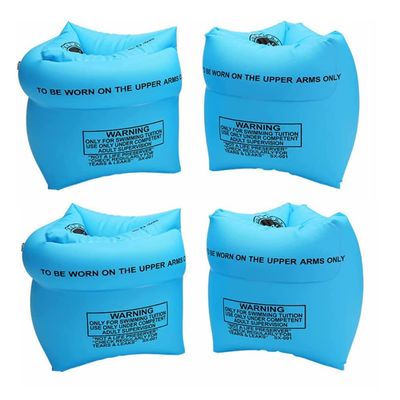 2-4 Pcs Inflatable Arm Swimming Floaties Bands, Floatation Water Wings, Swimming Arm Ring Floatie for Children and Adults 30-150LBS (Blue & Blue)