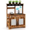 Costzon Mud Kitchen, Fir Wood Outdoor Play Kitchen with 4 Planting Pots, Faucet, Removable Sink, Stoves, Cooking Accessories, Kids Kitchen Playset for Backyard, Garden, Gift for Boys Girls 3+ (Brown) view 1