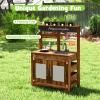 Costzon Mud Kitchen, Fir Wood Outdoor Play Kitchen with 4 Planting Pots, Faucet, Removable Sink, Stoves, Cooking Accessories, Kids Kitchen Playset for Backyard, Garden, Gift for Boys Girls 3+ (Brown) view 4