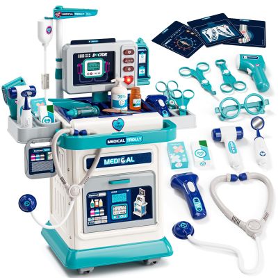 Lehoo Castle Doctor Kit for Toddlers 3-5, Kids Doctors Play Set, Mobile Cart with Lights and Sound, Pretend Play Stethoscope Toys for Girls 3 4 5 Years Old