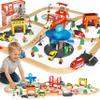 TOY Life Wooden Train Set for Toddlers 2-4, 119PCS City Train Toys with Wooden Train Track, Electric Train Set for Kids 4-8, Toddler Toys for 3 4 5 6 Year Old Boys Girls, Compatible with Major Brand view 1