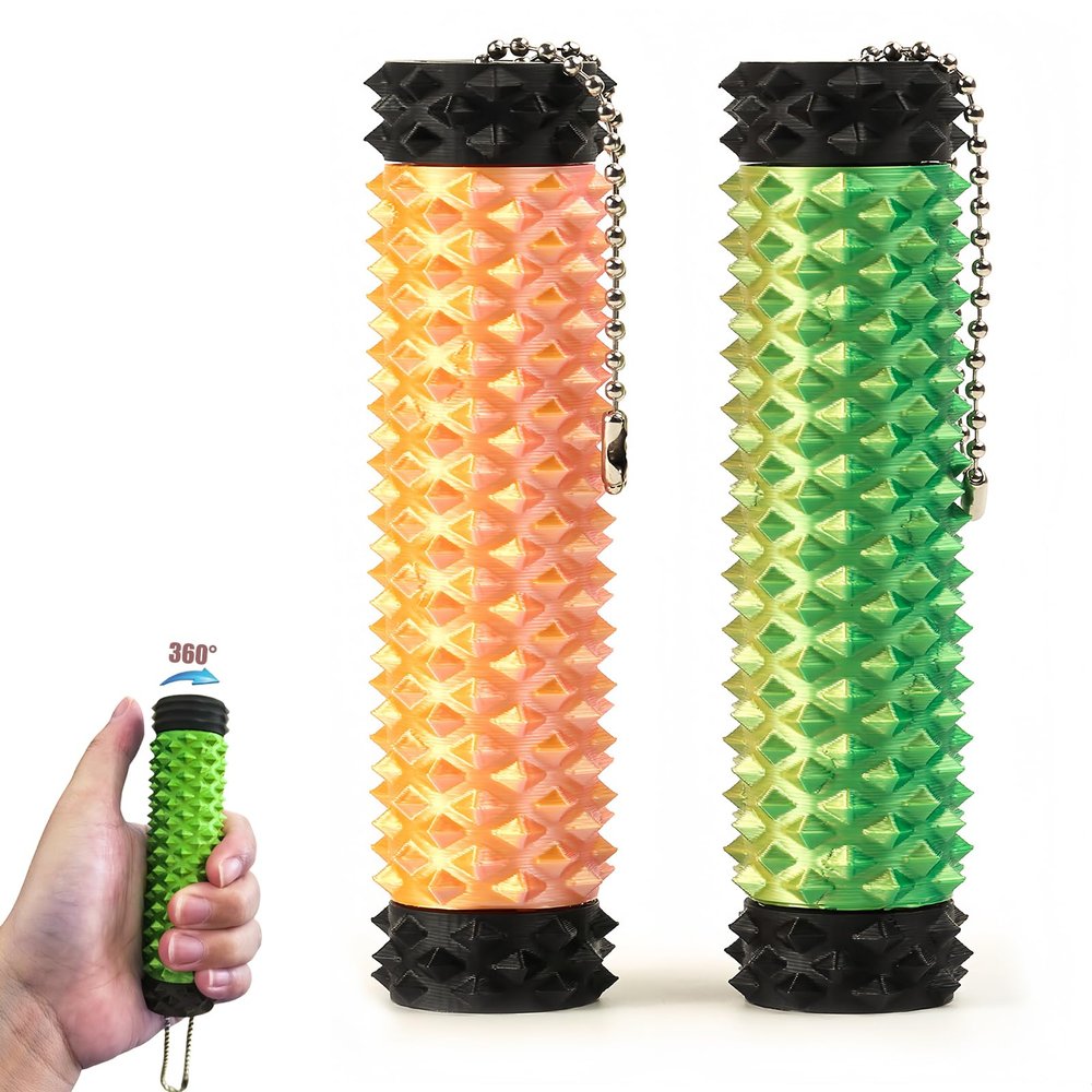 2Pcs Upgrade Little Pain Ouchies Pain Stim Fidget, 3D Printed Fidget Toys Anxiety Relief Items, Rotatable Grippie Stim Keychain, Stim Toys for Autistic Adults, Hard Spiky Sensory Toys, Novelty Gifts