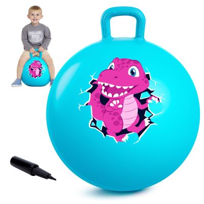 EVERICH TOY Hopper Ball for Kids 4-8, 18In Dinosaur Hoppity Hop Ball, Sit On Bouncy Balls with Handle, Indoor Outdoor Easter Basket Stuffers Hopping Toys Gifts for Boys Girls