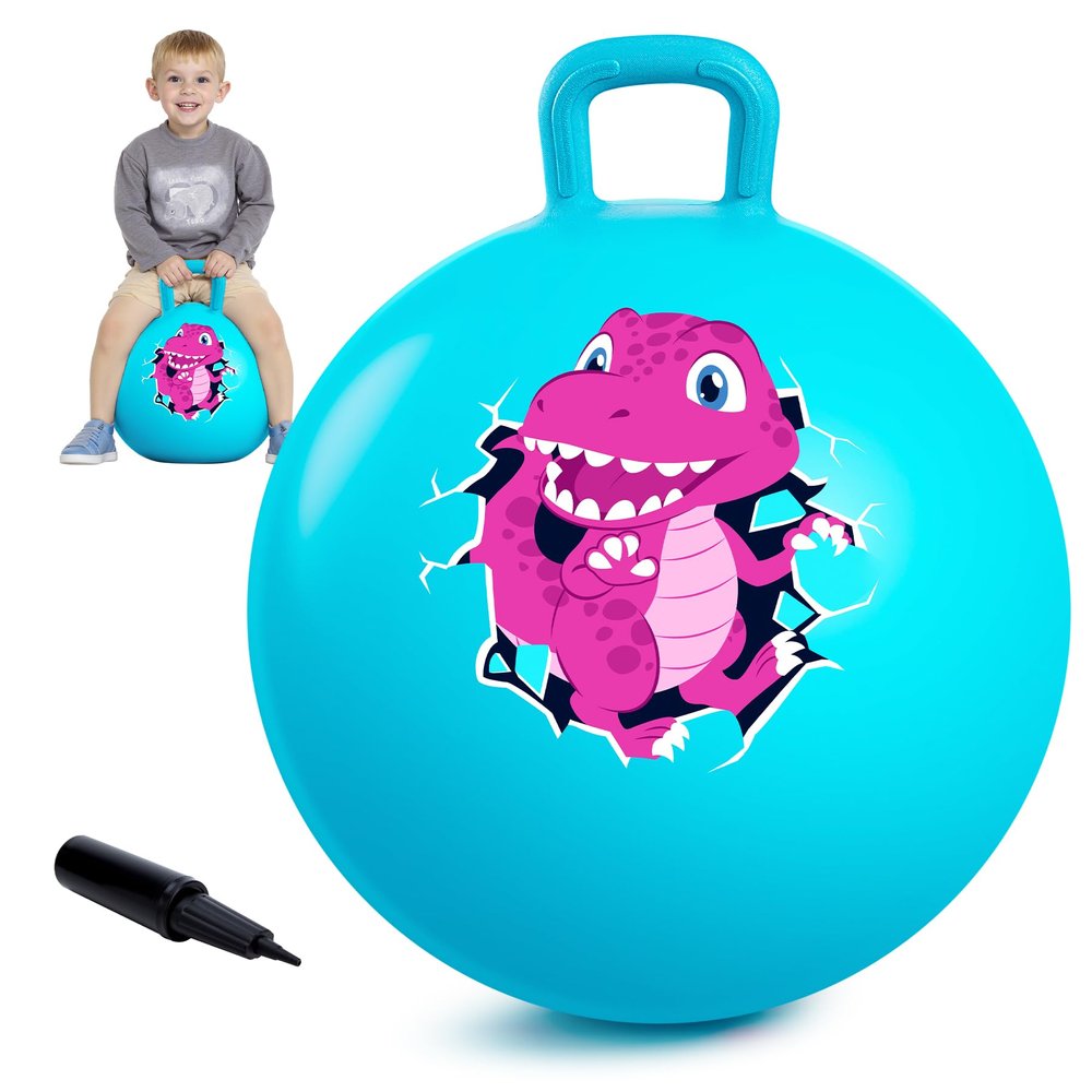 EVERICH TOY Hopper Ball for Kids 4-8, 18In Dinosaur Hoppity Hop Ball, Sit On Bouncy Balls with Handle, Indoor Outdoor Easter Basket Stuffers Hopping Toys Gifts for Boys Girls