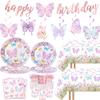 149 Pcs Butterfly Birthday Party Supplies Pink Spring Butterfly Tableware Includes Hanging Swirl, Plates, Cups, Straws, Tablecloth for Girls Baby Shower 1st 2nd 3rd 4th Bday Party Supplies Favors view 1