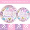 149 Pcs Butterfly Baby Shower Party Supplies Pink A Little Butterfly Is On The Way Tableware Includes Hanging Swirl, Plates, Cups, Straws, Tablecloth for Girls Gender Reveal 1st Bday Decorations view 3