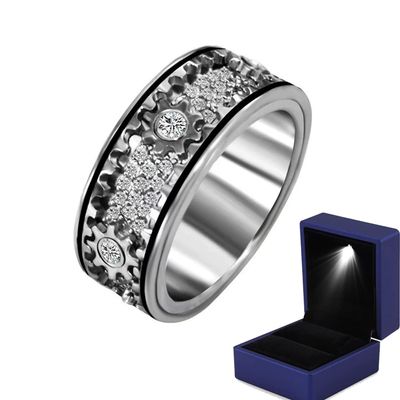 MAOTAO 925 Sterling Silver Anxiety Ring Fidget Ring Men Spinner Rings, Anti Stress Rotating Ring Adults Finger Toys, Engagement Promise Ring Wedding Bands Comfort Fit (6)