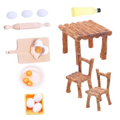 Abaodam 1set Miniature Chair Models and Baking Props Realistic Dollhouse Accessories for Mini House Supplies Decor and Creative Scenes Oil and Models