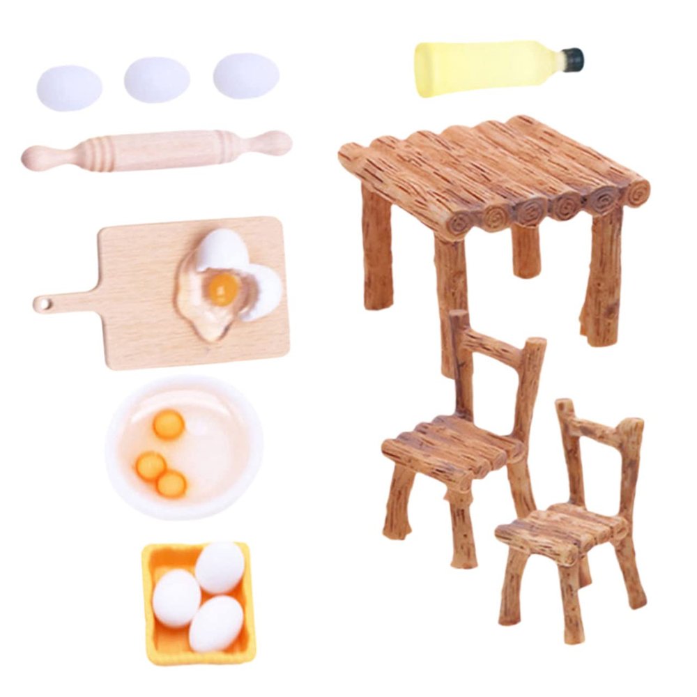 Abaodam 1set Miniature Chair Models and Baking Props Realistic Dollhouse Accessories for Mini House Supplies Decor and Creative Scenes Oil and Models