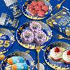 128 Pcs Blue And Gold Graduation Decorations 2025,Graduation Decorations 2025 Deals Set Include Tablecloth , Paper Plates, Cups,Forks, Napkins, Grad Banner Is Suit For Any Grad Party. view 4