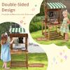 Costzon Mud Kitchen, Double-Sided Outdoor Play Kitchen & Barbecue Grill Playset with Canopy, Chalkboard, Sink & Faucet, Cooking Accessories, Gift for Boys & Girls 3+ (Double-Sided) view 2