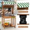 Costzon Mud Kitchen, Double-Sided Outdoor Play Kitchen & Barbecue Grill Playset with Canopy, Chalkboard, Sink & Faucet, Cooking Accessories, Gift for Boys & Girls 3+ (Double-Sided) view 4