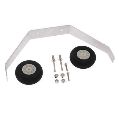 Aluminum Alloy Landing Gear Kit for 25-40 Class RC Airplanes  214mm Durable Fixed Wing Set with 50mm All-Terrain Wheels (Black/Silver)