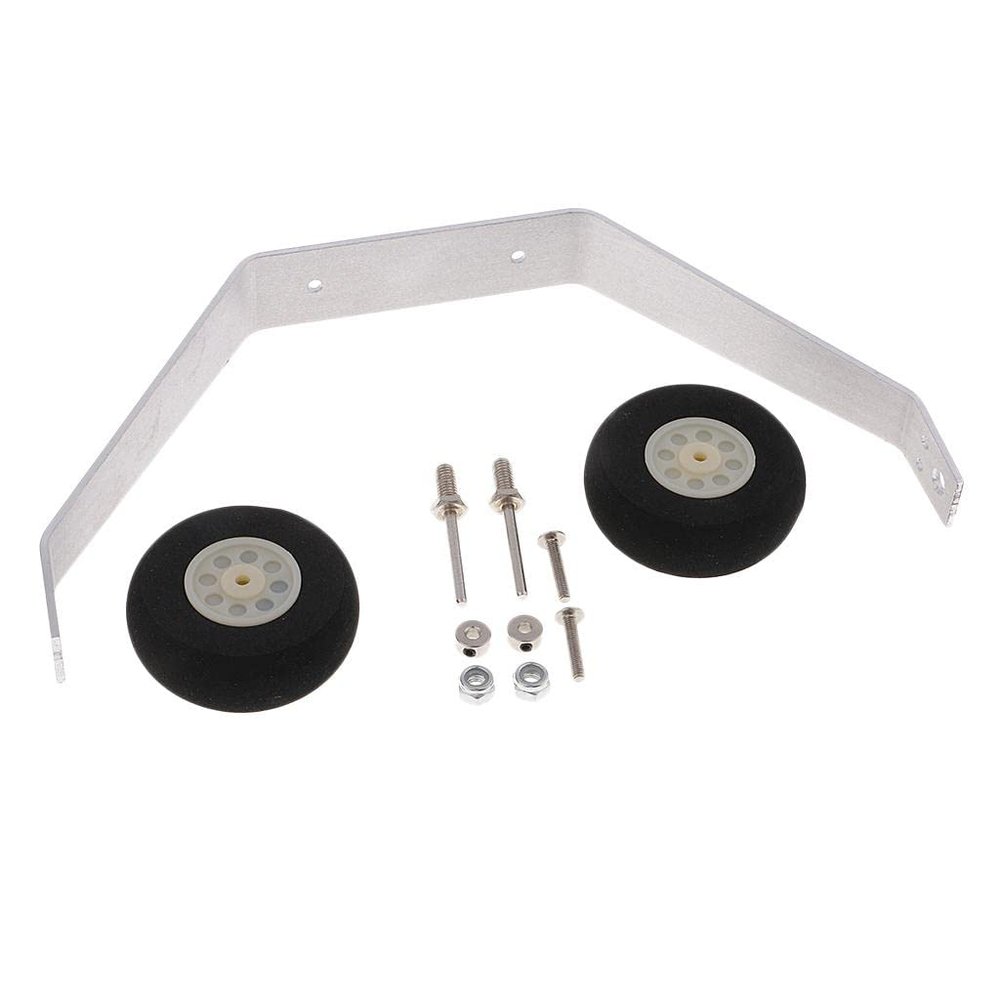 Aluminum Alloy Landing Gear Kit for 25-40 Class RC Airplanes 214mm Durable Fixed Wing Set with 50mm All-Terrain Wheels (Black/Silver)
