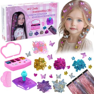 AOSITE Hair Gem Stamper, Girls Hair Bedazzler Kit with Hair Glitter Patch, 10 Pack Hair Jewel Stamper for Girls Toy, Hair Design Art Crafts Gift for Ages 6-12, Reusable Hair Styling Tool