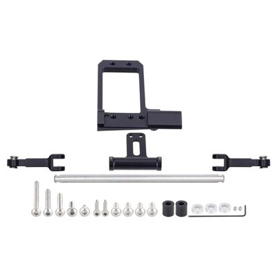 BOQEXSS for Vanquish for Phoenix VS4-10 F10 1/10 Aluminium BAT Servo Mount and Scale Hydraulic Steering Link RC Crawler Portal Axle Upgrade RC Car Parts(Black)
