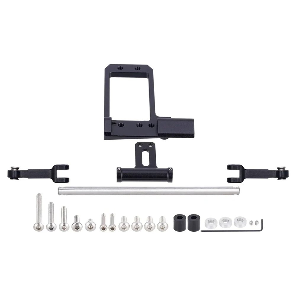 BOQEXSS for Vanquish for Phoenix VS4-10 F10 1/10 Aluminium BAT Servo Mount and Scale Hydraulic Steering Link RC Crawler Portal Axle Upgrade RC Car Parts(Black)