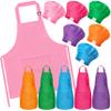 2ooya Kids Apron and Chef Hat Set - 6Pcs Colorful Adjustable Kitchen Toddler Apron for Girls Boys, Pretend Play Toy Cooking Gift for Kids Baking Painting Career Day Costume Kitchen Game Supplies view 1