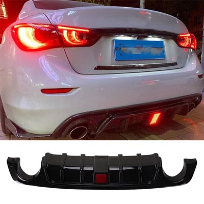 CAREONLINE Black Rear Bumper Lip Spoiler Diffuser Splitter for Infi-niti Q50 2018-2023 with LED LightsOL-NR023-B250414