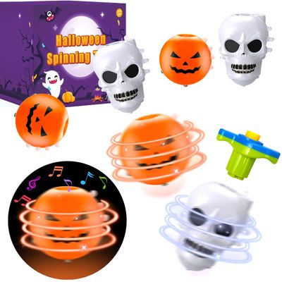 Halloween Boo Basket Goodie Bag Stuffers Fillers for Kids,8 Pack Light Up Spinning Tops Toys Gifts for Toddlers,Halloween Non Candy Trick or Treats Party Favors,Birthday Classroom Prizes for Boys Girl