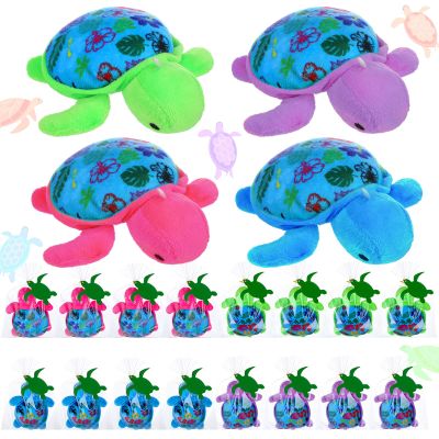 Blueweenly 24 Pack Summer Mini Plush Turtles with Cards Set Luau Ocean Party Favors Small Stuffed Animals Sea Plush Toys Gifts for Birthday Hawaii Beach Ocean Party Favors (Turtles)