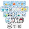2ooya Cotton Waterproof Baby Bibs - 24Pcs Blue Adjustable Hook Loop Closure Infant Bib Newborn Babies Food Bibs Keepsake Baby Gift for Feeding Teething Drooling Eating, 6-12 Months view 1