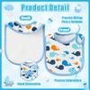 2ooya Cotton Waterproof Baby Bibs - 24Pcs Blue Adjustable Hook Loop Closure Infant Bib Newborn Babies Food Bibs Keepsake Baby Gift for Feeding Teething Drooling Eating, 6-12 Months view 3