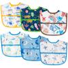 2ooya 6Pcs Baby Bibs for Eating Toddler Adjustable Feeding Bibs with Crumb Catcher Pocket Waterproof Sleeveless Teething Plastic Food Bib Set Infant Keepsake Gift for Baby Shower, 6-24 Months view 1