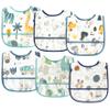 2ooya 6Pcs Baby Bibs for Feeding Toddler Eating Bibs with Crumb Catcher Pocket Waterproof Sleeveless Teething Plastic Food Bib Set Adjustable Infant Keepsake Gift for Boys Baby Shower, 6-24 Months view 1