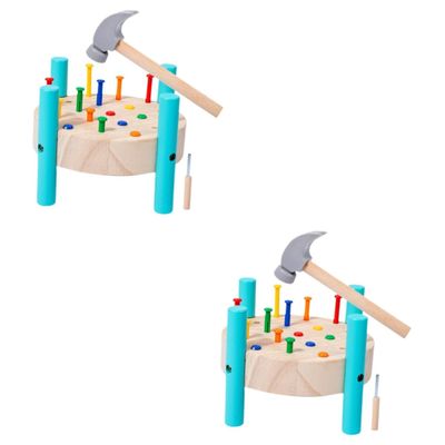 Toddmomy 2sets Pounding Platform Hammer Toy for Boys and Girls Educational Nailing Workbench Fun and Hammering Game Promotes Hand-Eye Coordination and Imagination for Toddlers