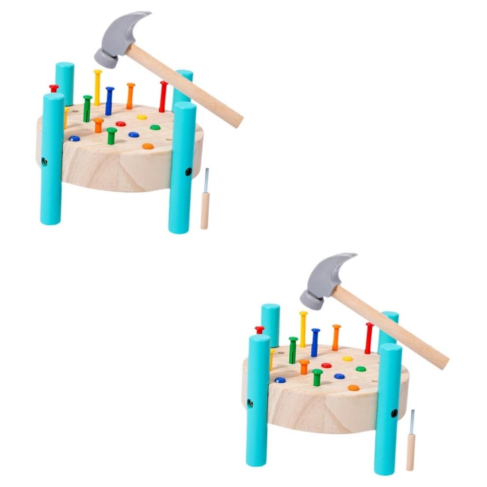Toddmomy 2sets Pounding Platform Hammer Toy for Boys and Girls Educational Nailing Workbench Fun and Hammering Game Promotes Hand-Eye Coordination and Imagination for Toddlers