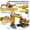 Kigwux RC Excavator Toys for 3 4 5 6 7 8 Year Old Toddler Boys, 15 Channel Remote Control Construction Toys W/Sandbox & 2.2 lb Sands, Sandbox Toys W/Light & Sound, Birthday Gift for Kids Boys Age 4-6 view 2