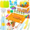 EFO SHM 52 PCS Kids Cooking Sets, Montessori Pretend Play Kitchen Toys for Real Cooking Baking, Toddler Knife Set with Chef Hat & Apron, Kids Baking Set for Boys Girls Christmas Birthday Gift view 1