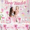 140 PCS Two Nado Birthday Decorations Girl, Tornado 2 Year Old Birthday Party Decorations Girl, Includes Two Nado Banner, Cake Topper, Plates and Tablecloth, Service 20 Guests view 2