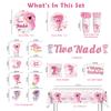 140 PCS Two Nado Birthday Decorations Girl, Tornado 2 Year Old Birthday Party Decorations Girl, Includes Two Nado Banner, Cake Topper, Plates and Tablecloth, Service 20 Guests view 3