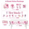 140 PCS Two Nado Birthday Decorations Girl, Tornado 2 Year Old Birthday Party Decorations Girl, Includes Two Nado Banner, Cake Topper, Plates and Tablecloth, Service 20 Guests view 4