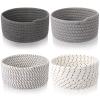 Boao 4 Pcs Easter Woven Baskets Small Rope Storage Bin Mini Cotton Baskets for Organizing Easter Gifts Cute Tiny Empty Round Shelf Closet Decorative Bins for Home Room(Gray) view 1