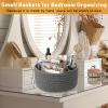Boao 4 Pcs Easter Woven Baskets Small Rope Storage Bin Mini Cotton Baskets for Organizing Easter Gifts Cute Tiny Empty Round Shelf Closet Decorative Bins for Home Room(Gray) view 4