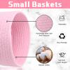 Boao 4 Pcs Easter Woven Baskets Small Rope Storage Bin Mini Cotton Baskets for Organizing Easter Gifts Cute Tiny Empty Round Shelf Closet Decorative Bins for Home Room(Pink) view 2