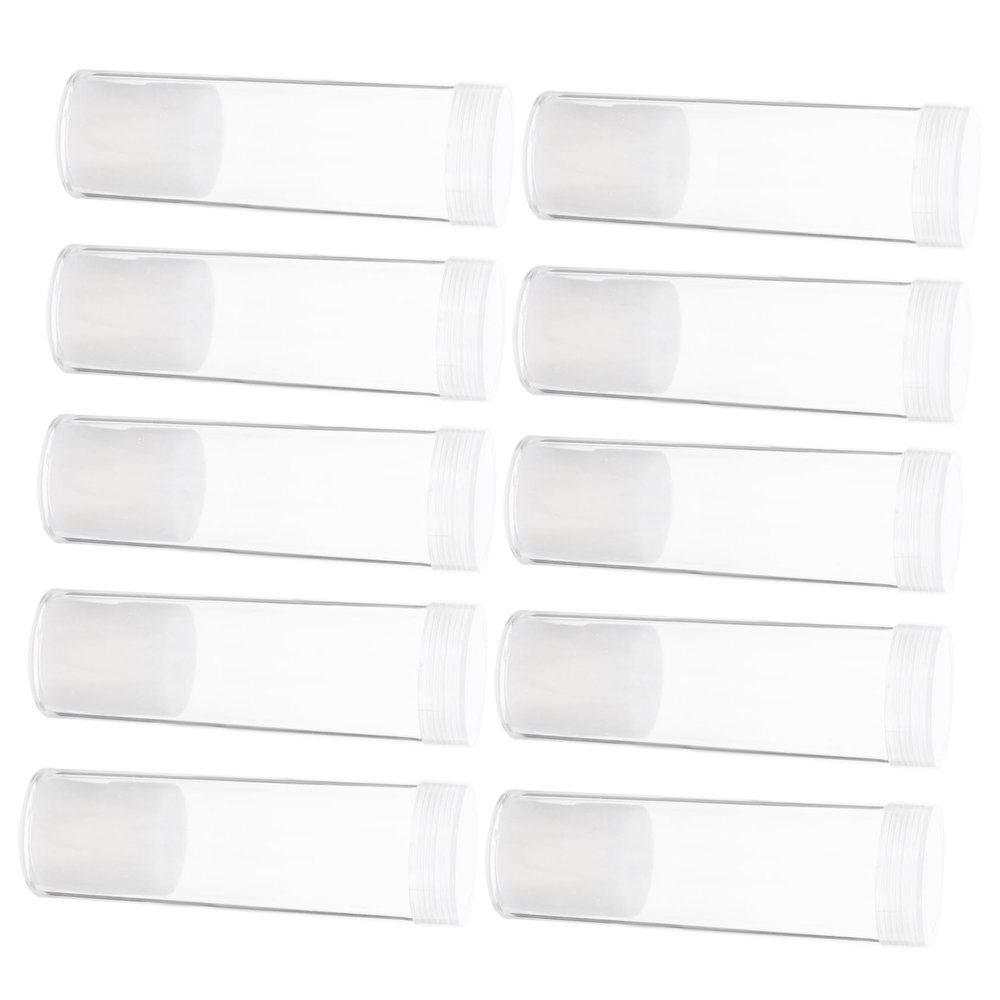 ARTIBETTER 1set Coin Storage Box for Organizer Small Containers Party Clear Holder Transparent Round Collector Coin Tubes Coin Collecting Container Coin Collecting Tubes Storage Tube 10pcs
