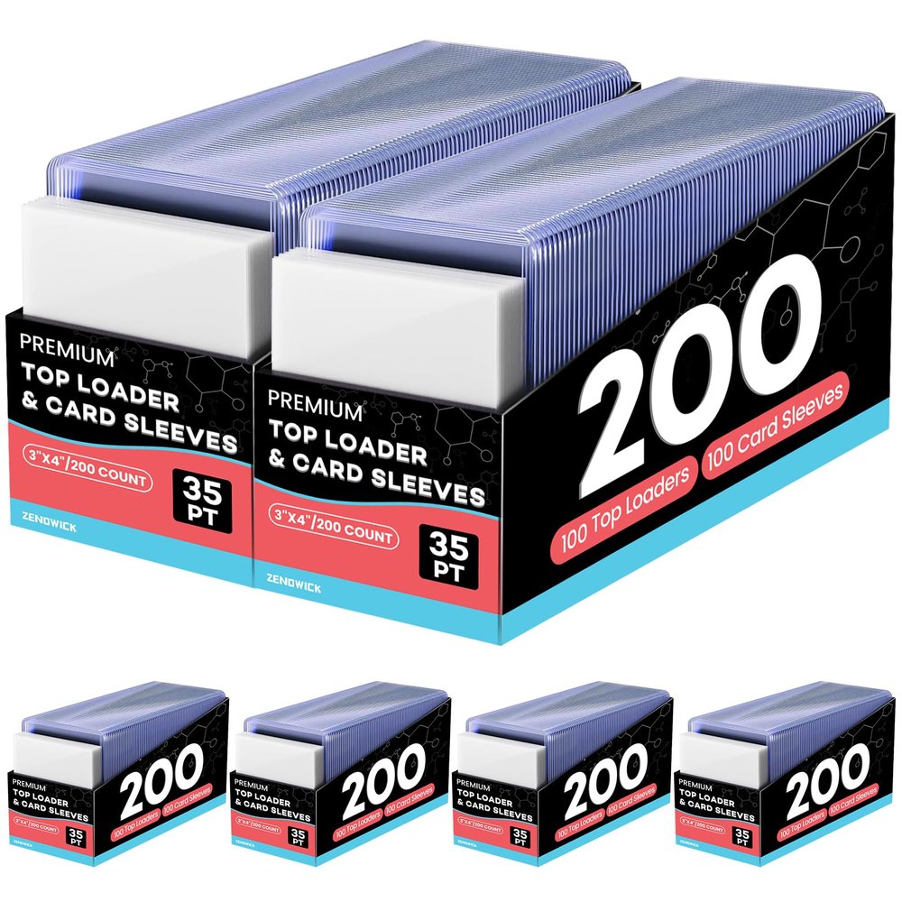 1200 Card Sleeves Top Loaders for Cards, 3" x 4" Hard Plastic Toploaders, Baseball Card Protectors, Trading Card Holder for Football Sports Cards (600 Toploaders + 600 Penny Sleeves)