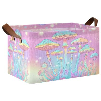 FUGIDOG Mushrooms Storage Basket Waterproof Foldable Kid Toy Storage Bin Baby Laundry Basket Closet Organizer for Nursery Decor Home Organizing